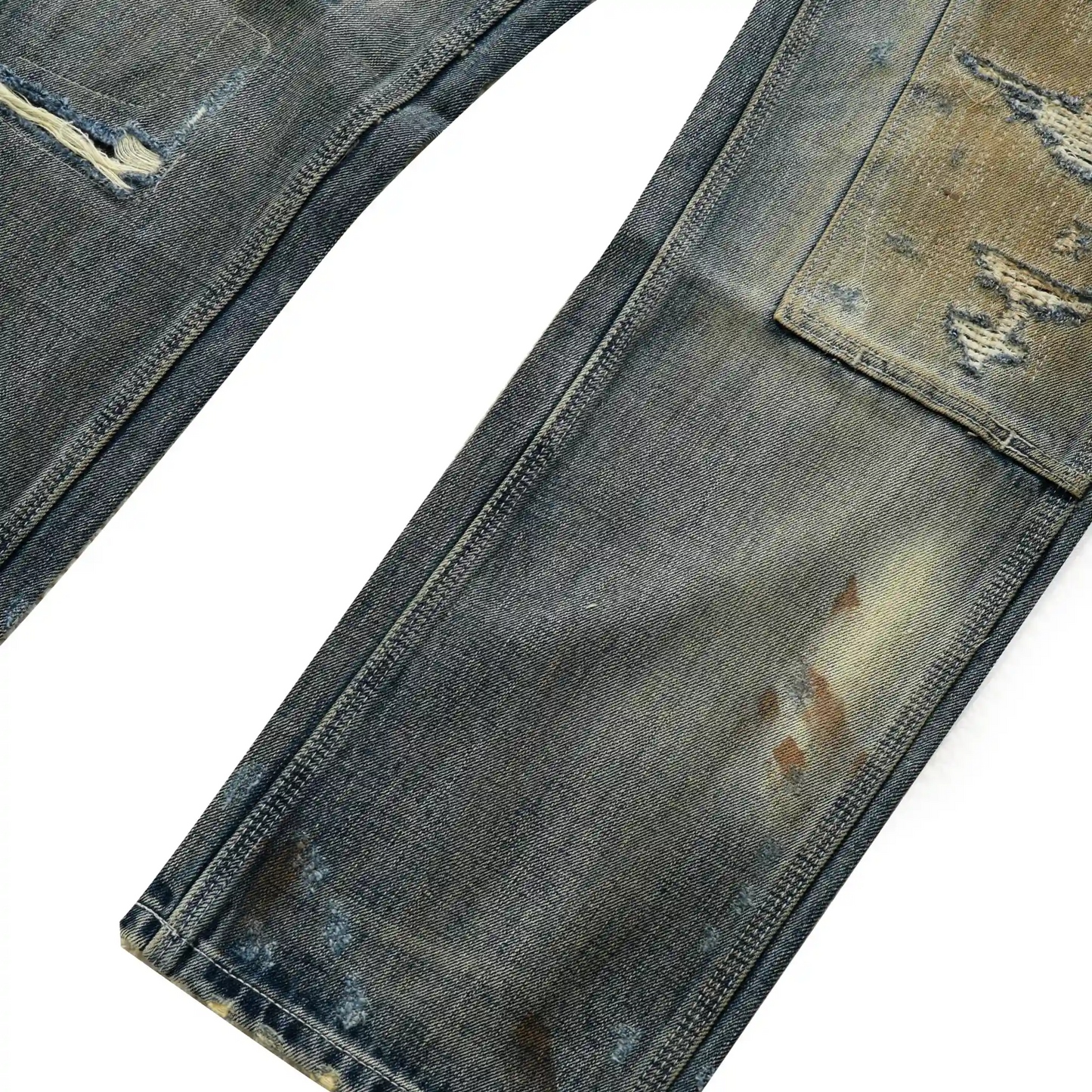 14oz Vintage Workwear Distressed Jeans Straight Fit