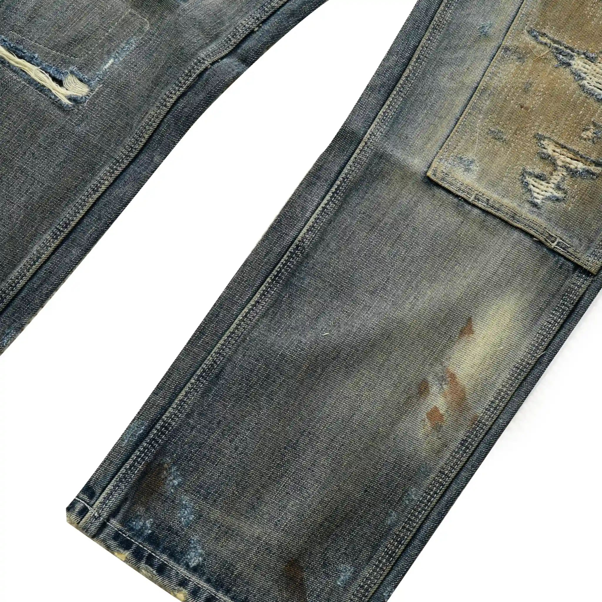 14oz Vintage Workwear Distressed Jeans Straight Fit