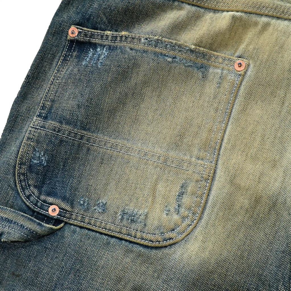 Jean de travail vintage délavé 14 oz, coupe droite