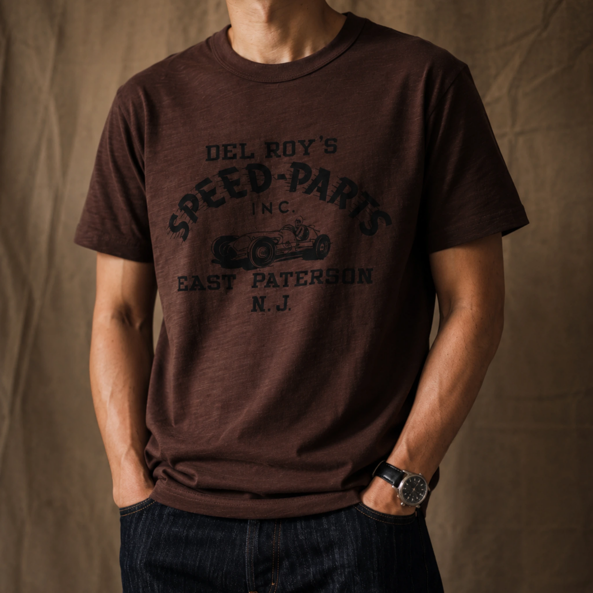 8.9oz Heavyweight Slub Cotton Vintage Racing Graphic T-Shirt