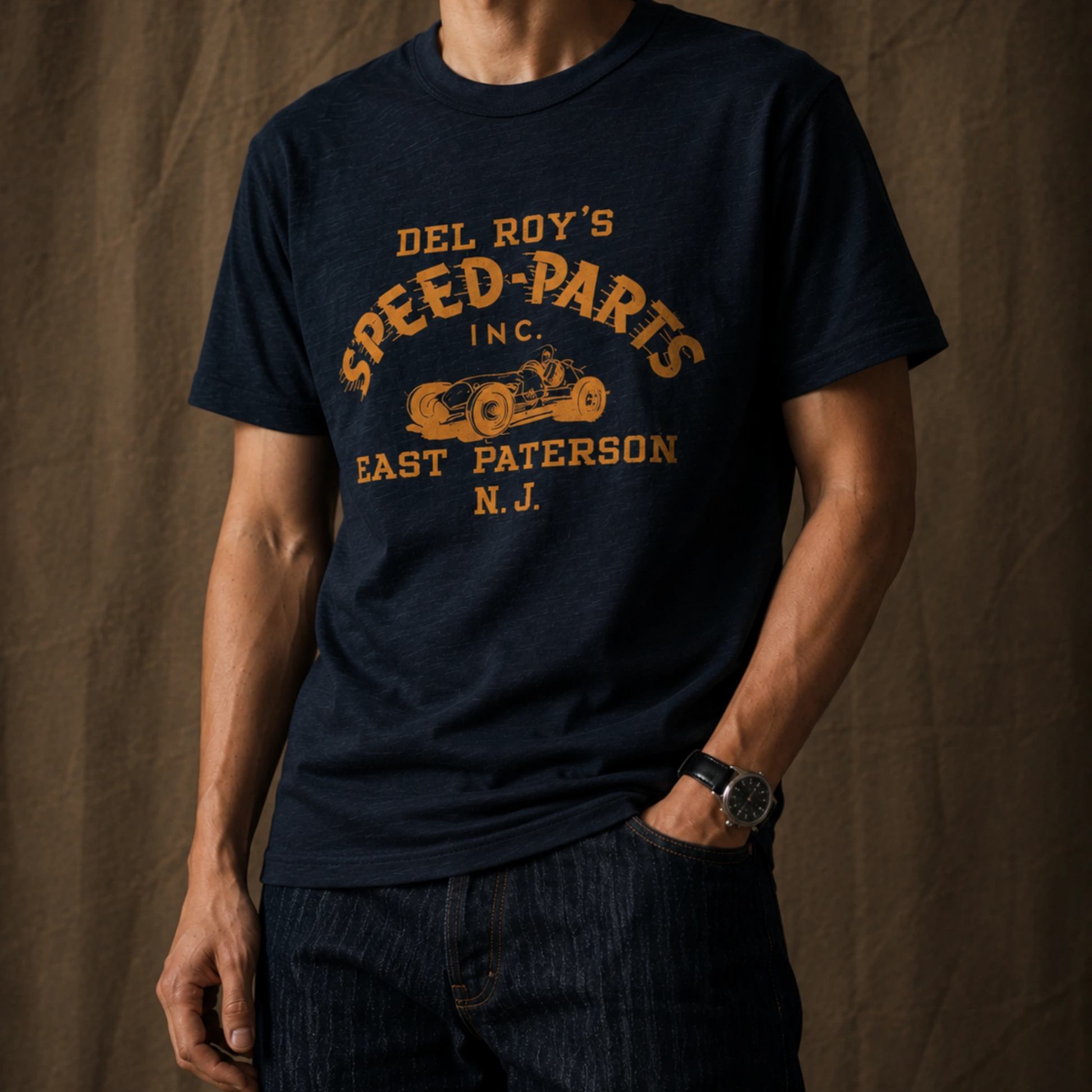 8.9oz Heavyweight Slub Cotton Vintage Racing Graphic T-Shirt