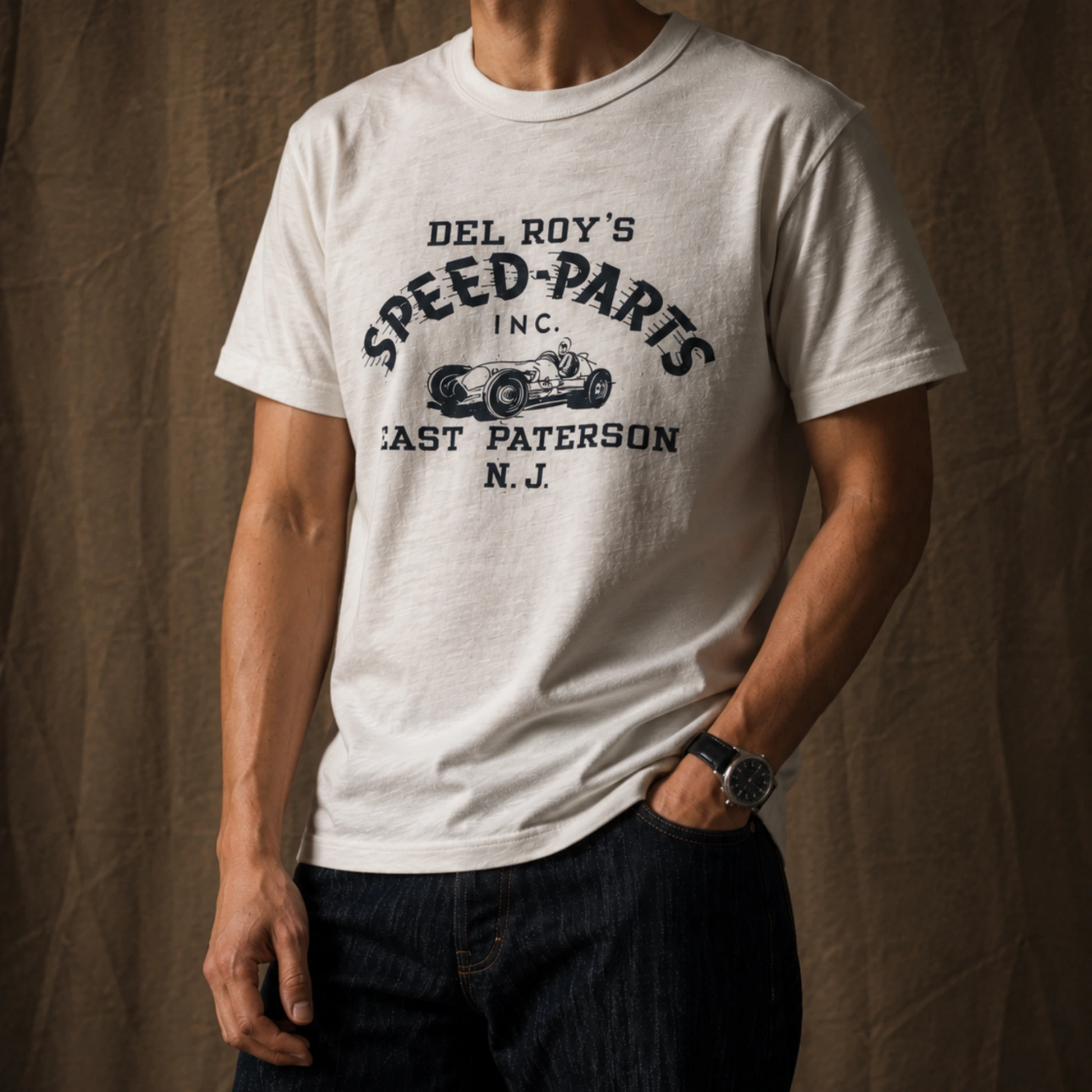 8.9oz Heavyweight Slub Cotton Vintage Racing Graphic T-Shirt