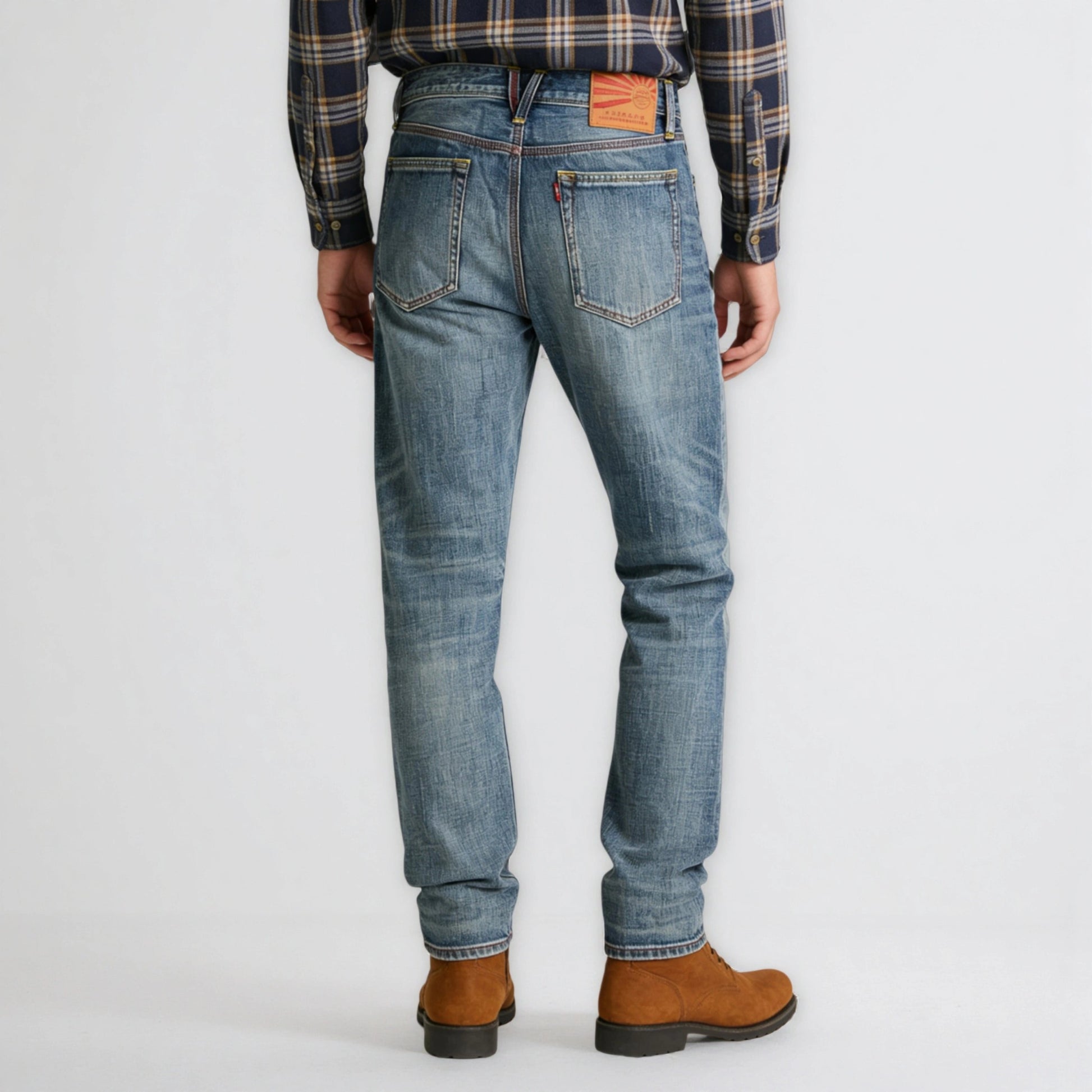 11.5oz Plant Dyed Medium Blue Washed Selvedge Straight Jeans