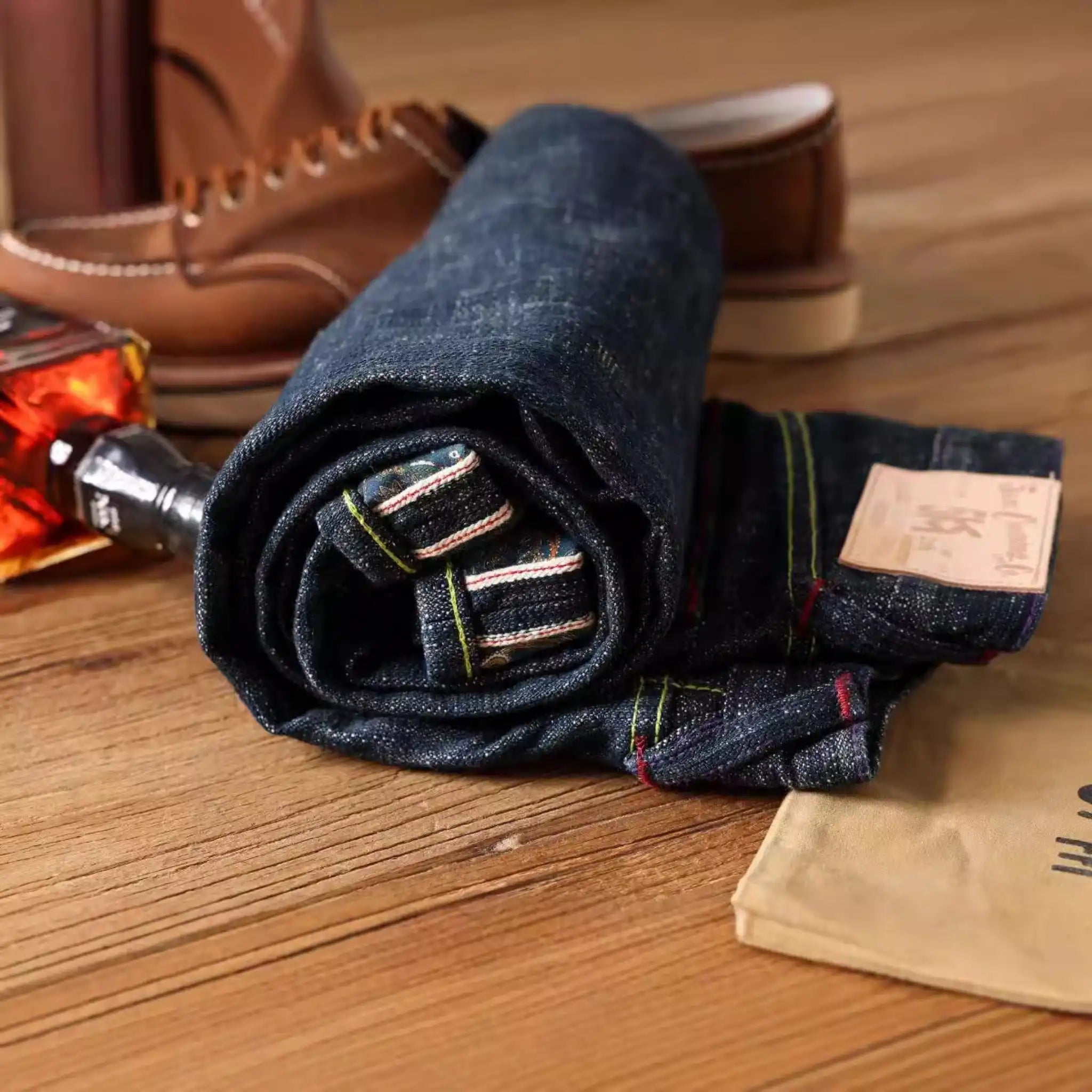 Klassische, blaue 14oz Selvedge-Jeans im Straight Fit