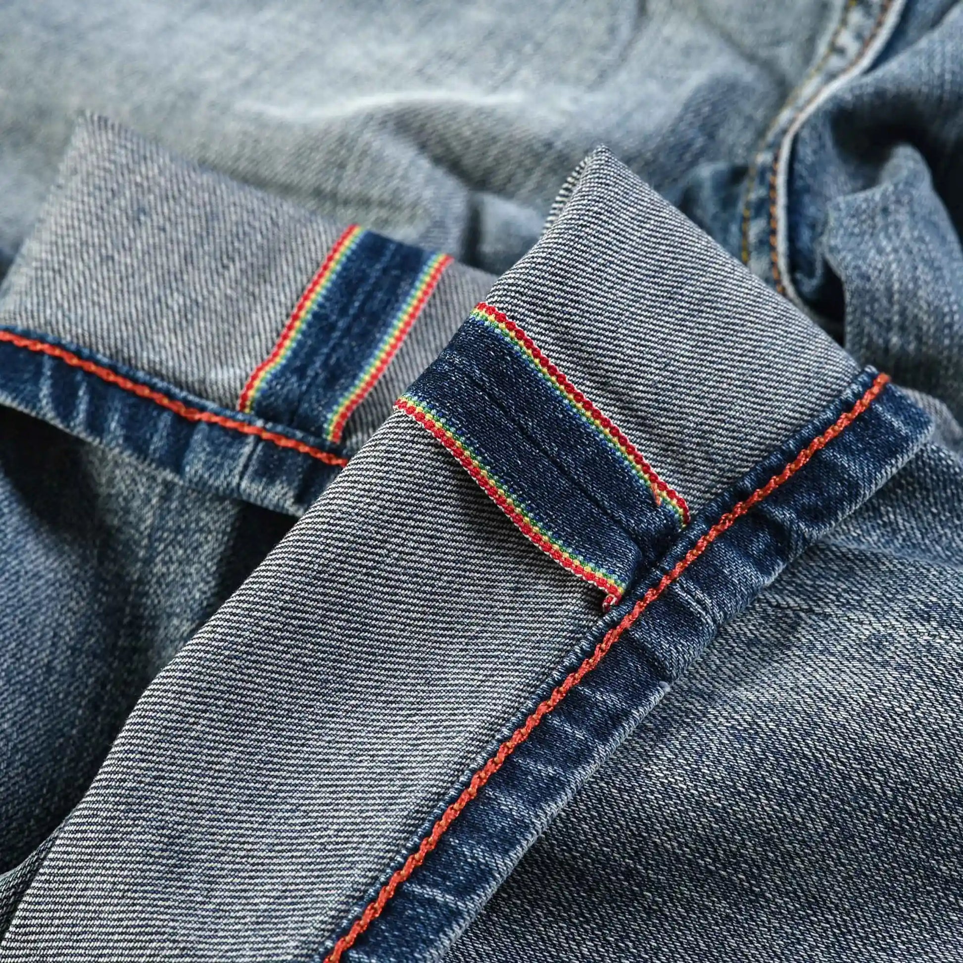 11oz Medium Blue Wash Slim Straight Rainbow Selvedge Jeans