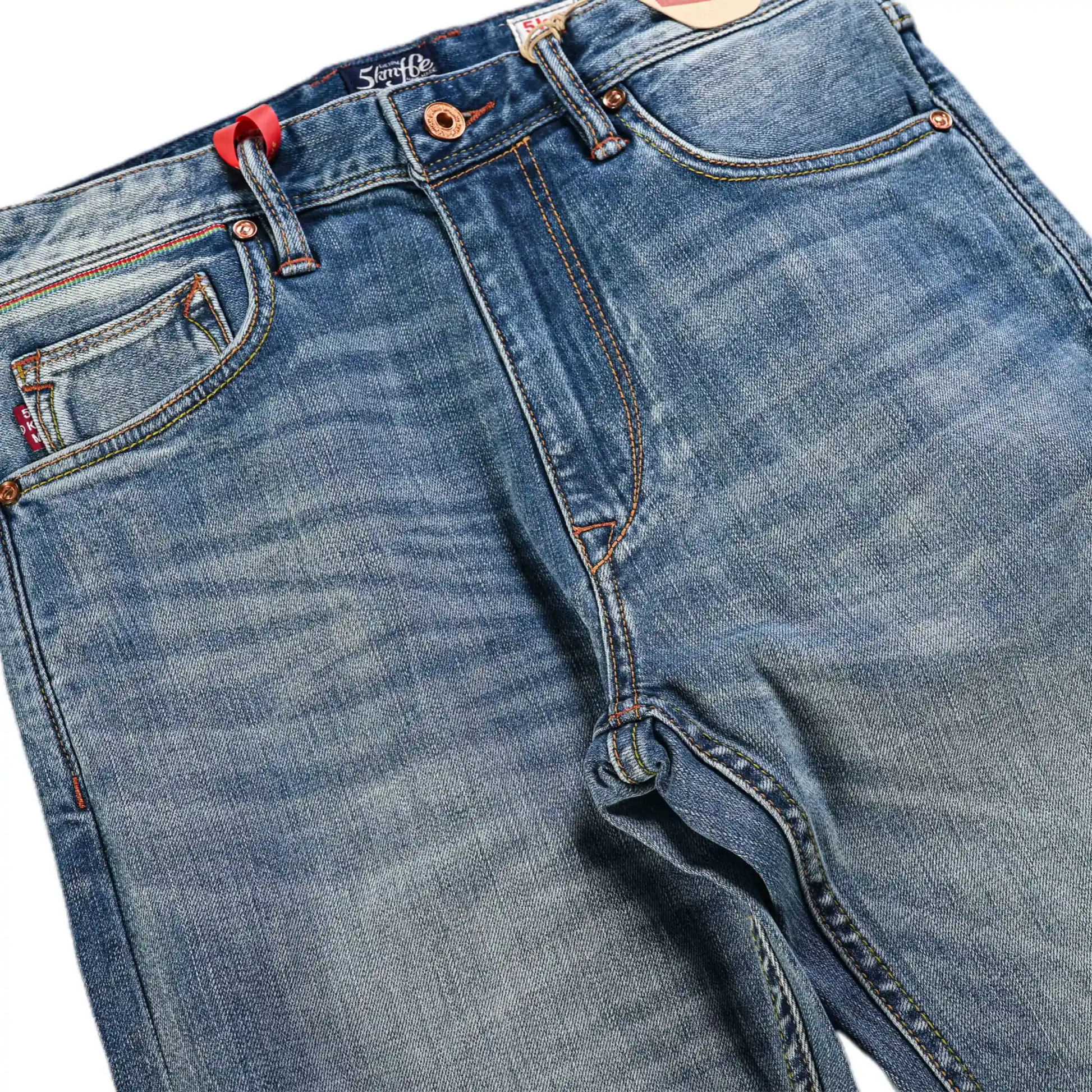 11oz Medium Blue Wash Slim Straight Rainbow Selvedge Jeans