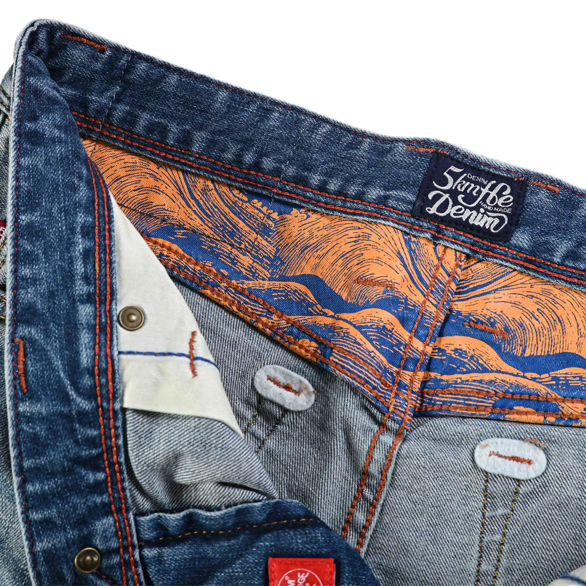 11oz Medium Blue Wash Slim Straight Rainbow Selvedge Jeans