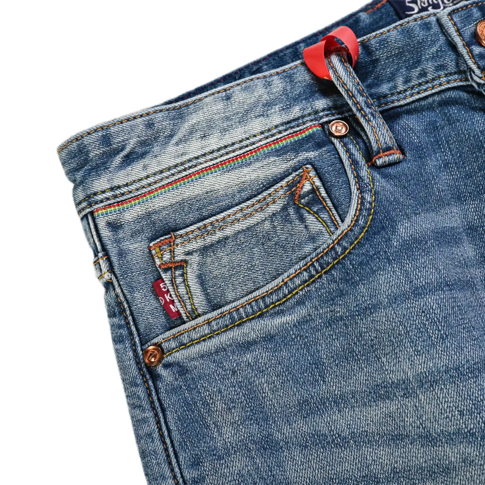 11oz Medium Blue Wash Slim Straight Rainbow Selvedge Jeans
