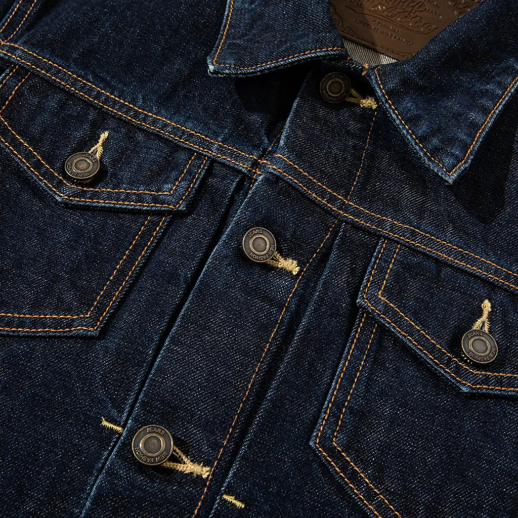 Veste en denim selvedge brut sanforisé 15 oz, type II