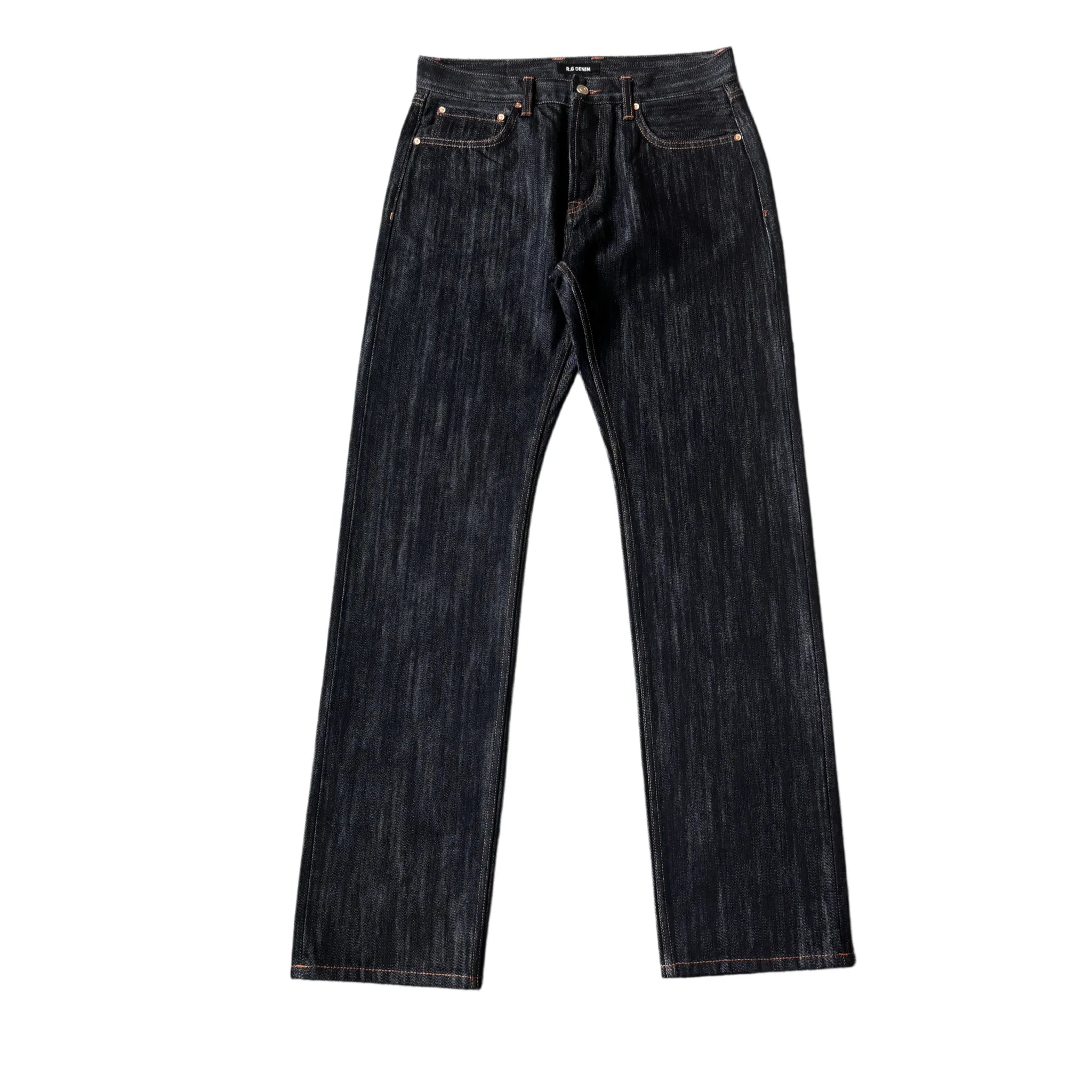 Vintage Blaue Slim Straight Fit Selvedge Jeans mit verblasster Waschung