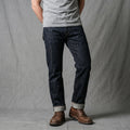 Vintage Blaue Slim Straight Fit Selvedge Jeans mit verblasster Waschung