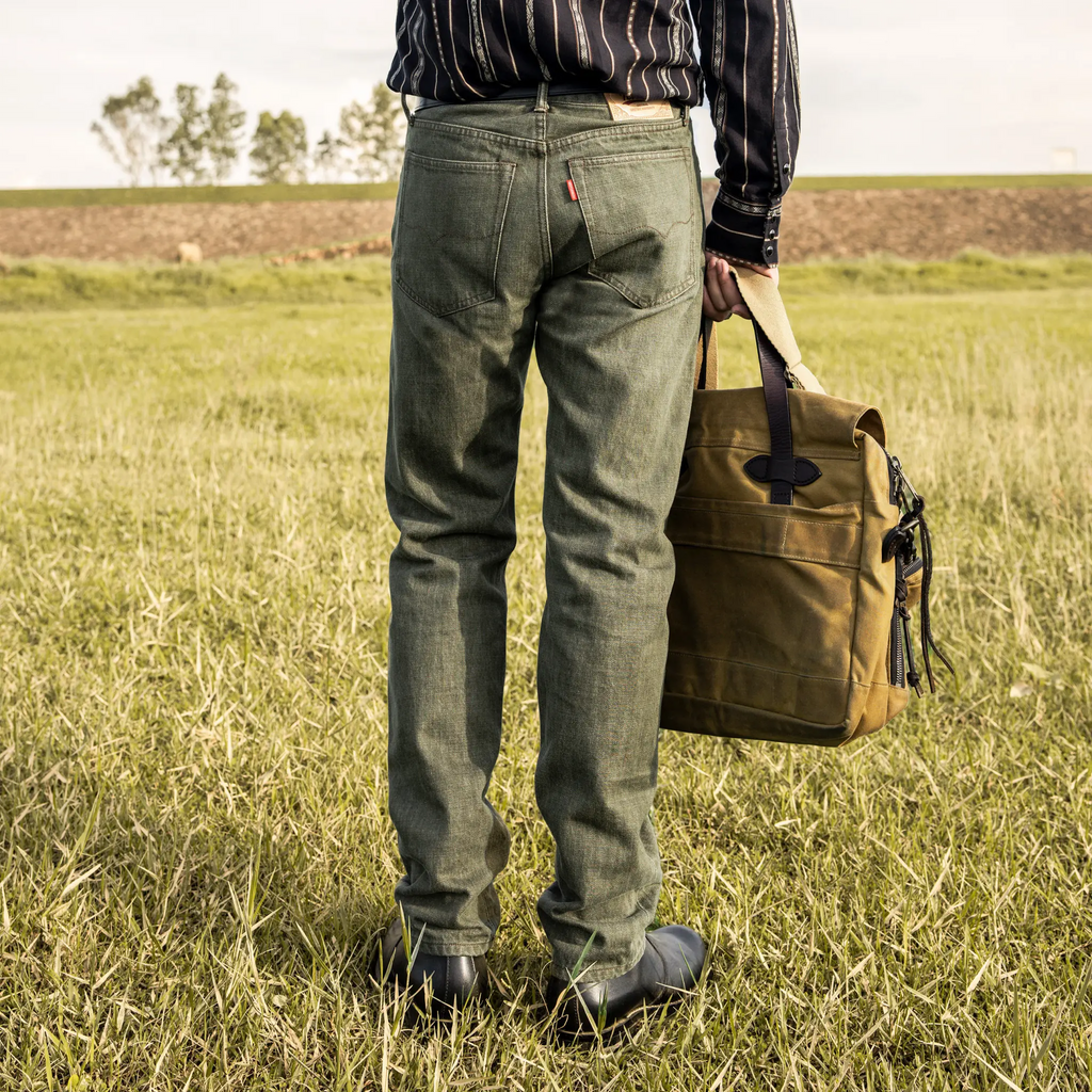 14.5oz Tea Green Slim Tapered Selvedge Jeans
