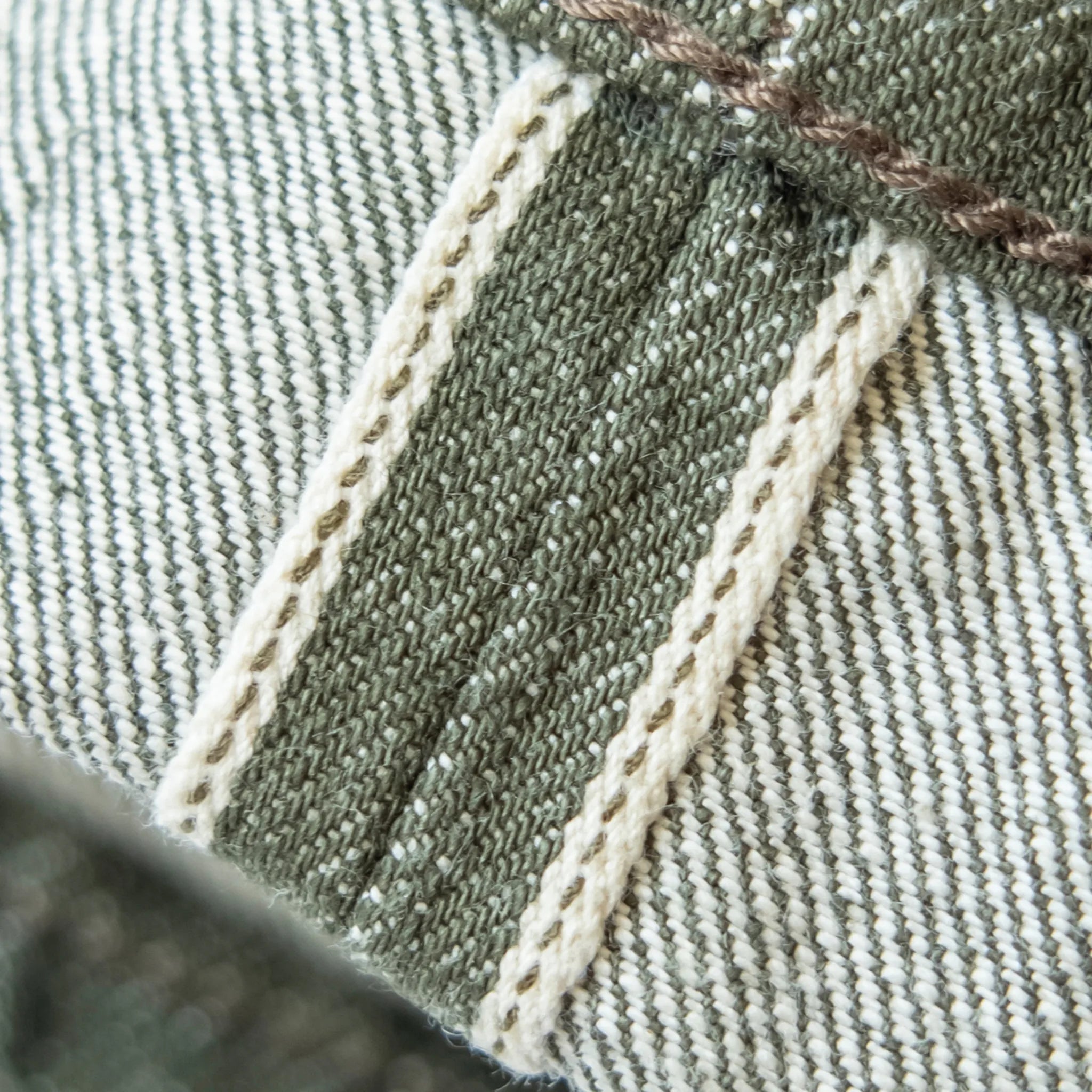 14.5oz Tea Green Slim Tapered Selvedge Jeans