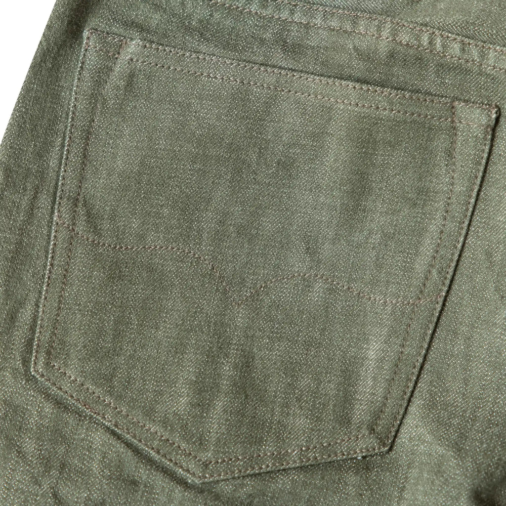 14.5oz Tea Green Slim Tapered Selvedge Jeans