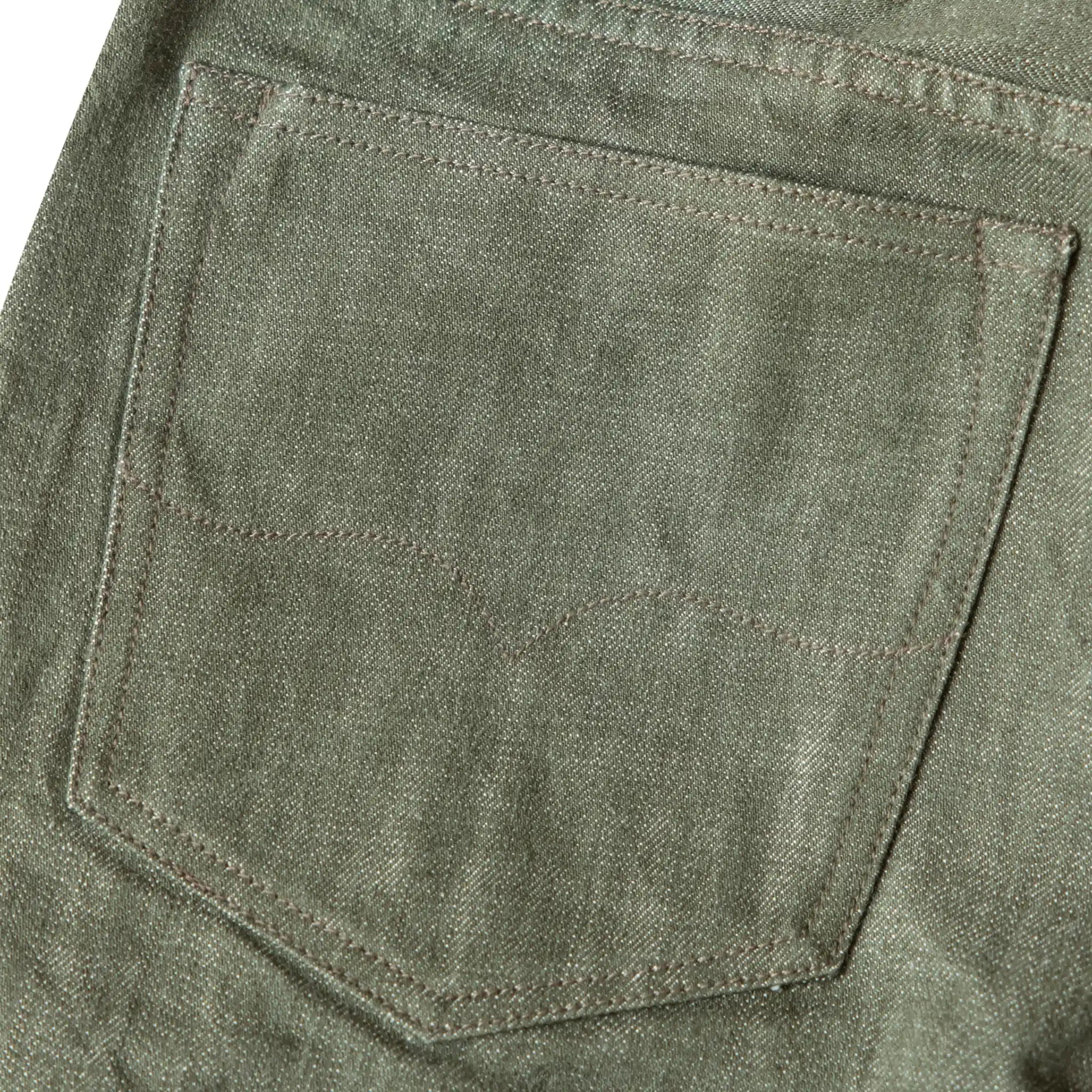 14.5oz Tea Green Slim Tapered Selvedge Jeans