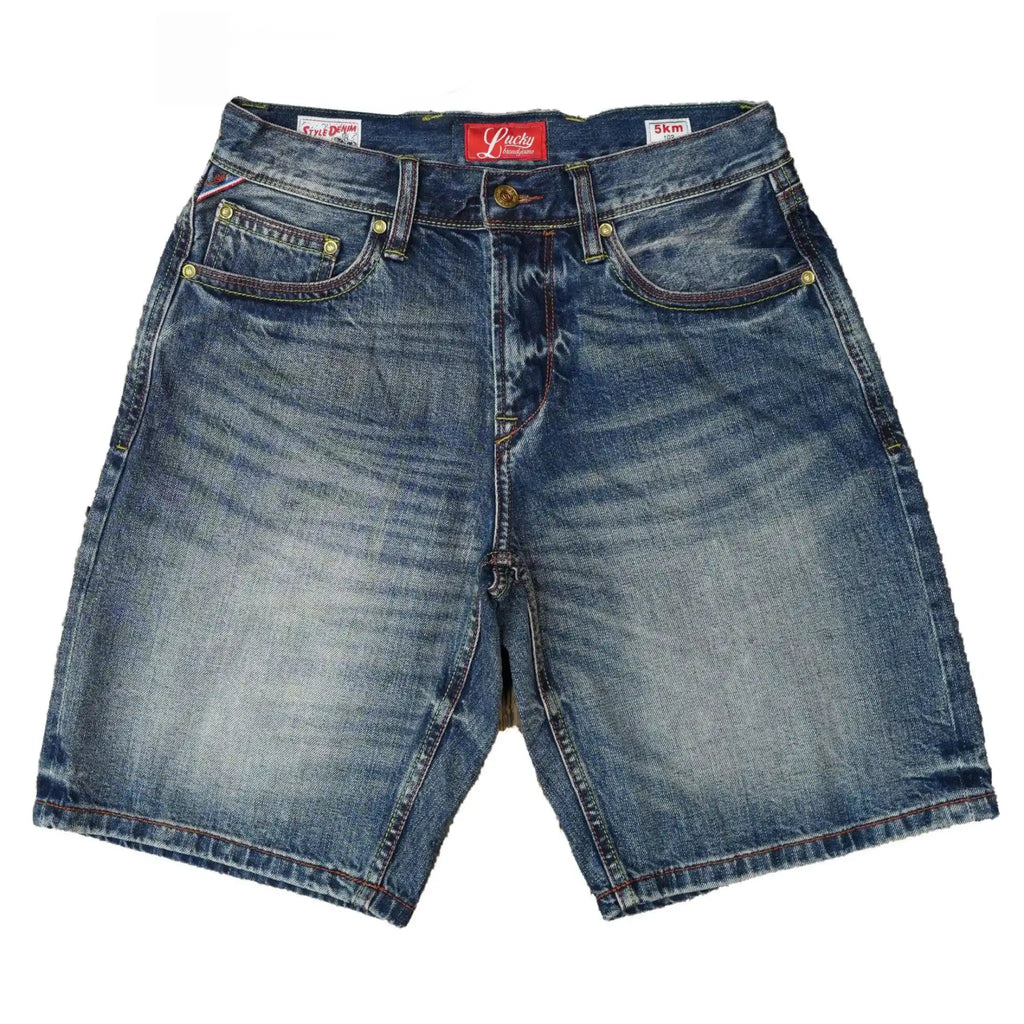 Relaxed Straight Medium Blue Wash Selvedge Denim Short