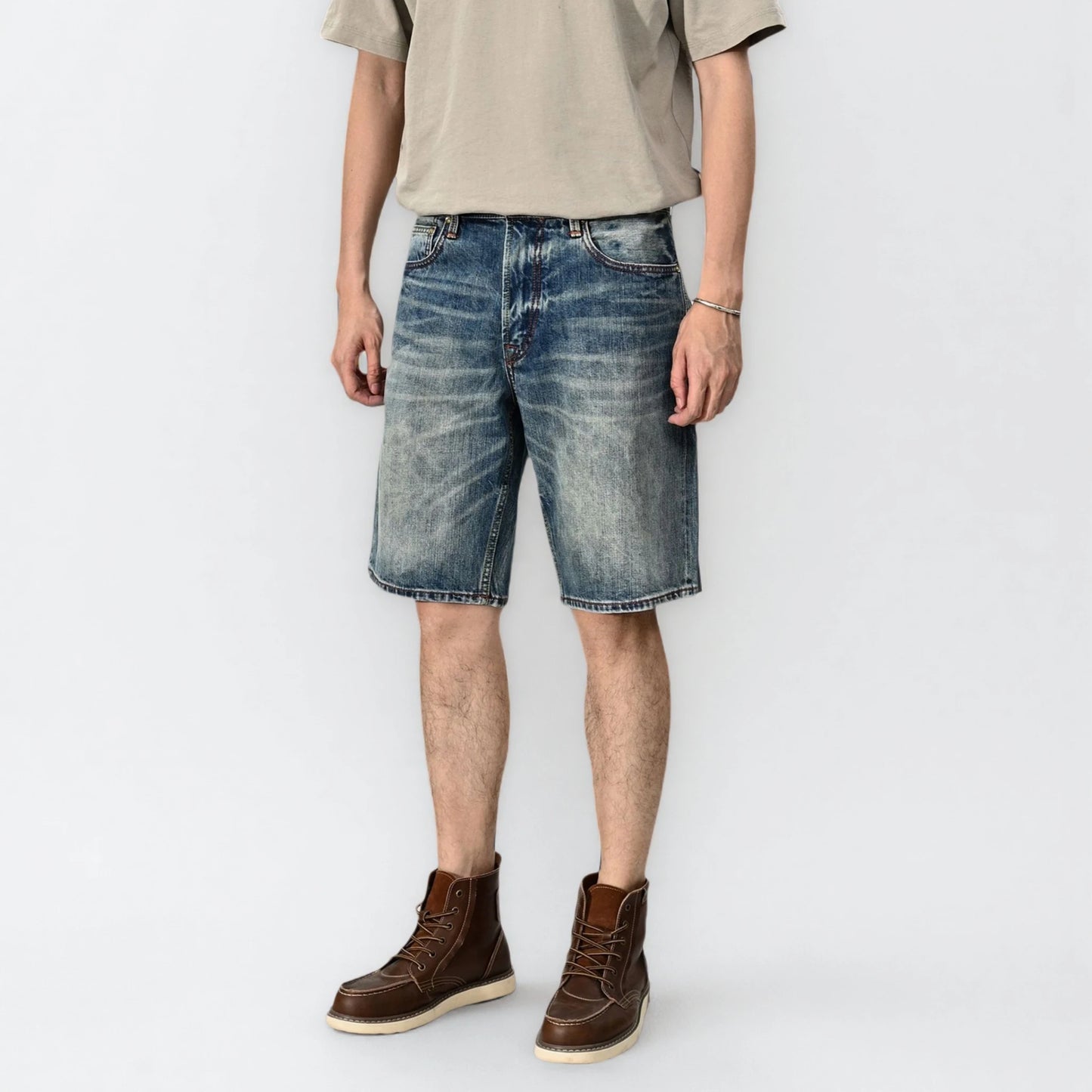 Relaxed Straight Medium Blue Wash Selvedge Denim Short