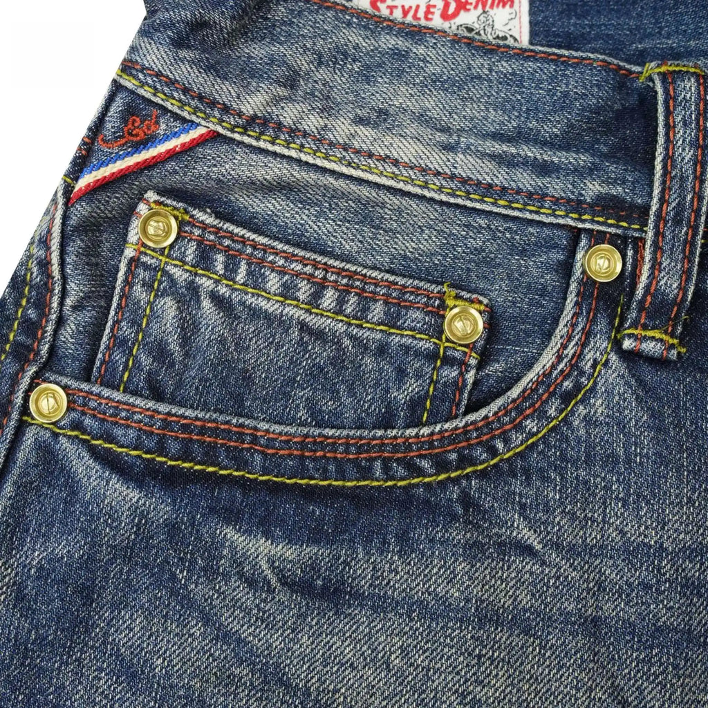 Relaxed Straight Medium Blue Wash Selvedge Denim Short