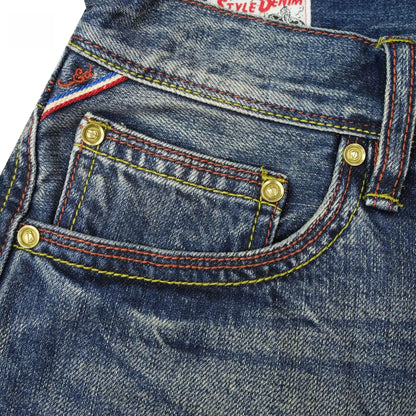 Relaxed Straight Medium Blue Wash Selvedge Denim Short