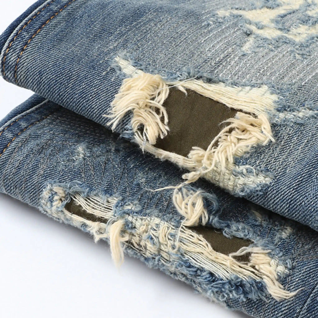 13oz Slim Fit Selvedge Jeans Distressed Wash