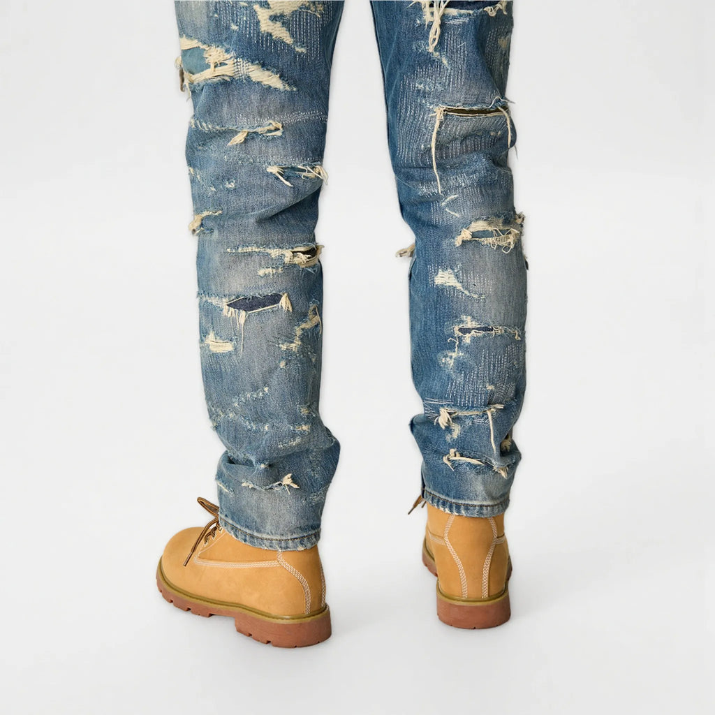 13oz Slim Fit Selvedge Jeans Distressed Wash