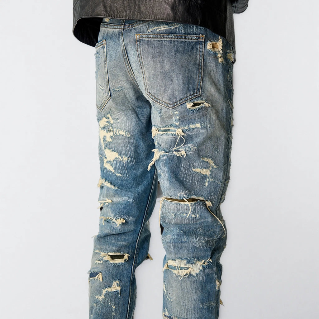 13oz Slim Fit Selvedge Jeans Distressed Wash