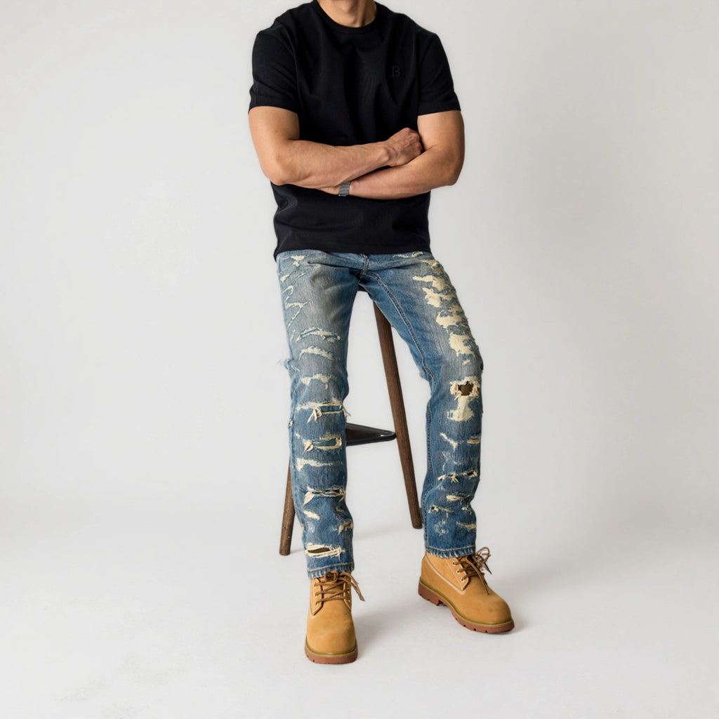 13oz Slim Fit Selvedge Jeans Distressed Wash