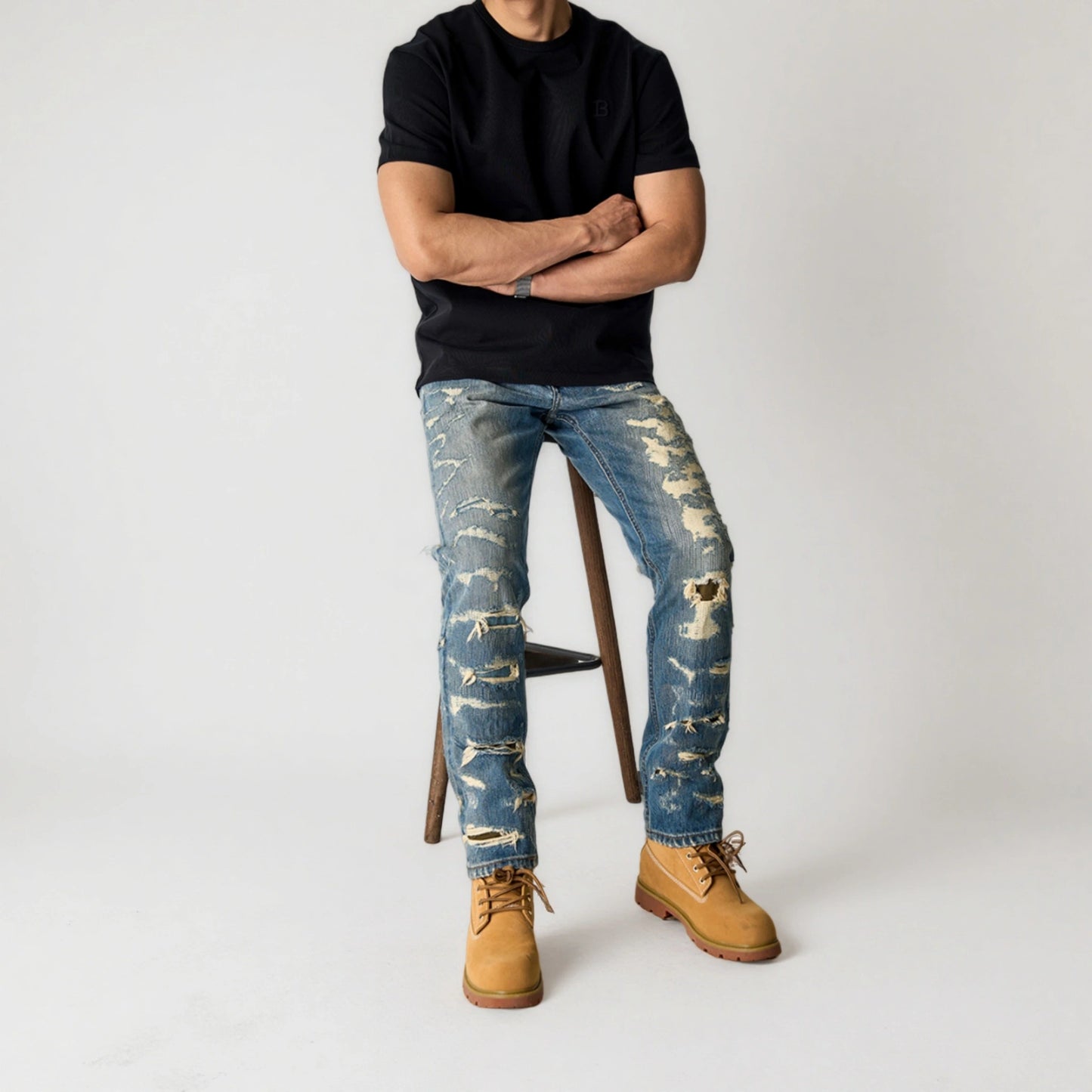 13oz Slim Fit Selvedge Jeans Distressed Wash