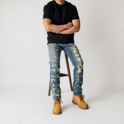 13oz Slim Fit Selvedge Jeans Distressed Wash