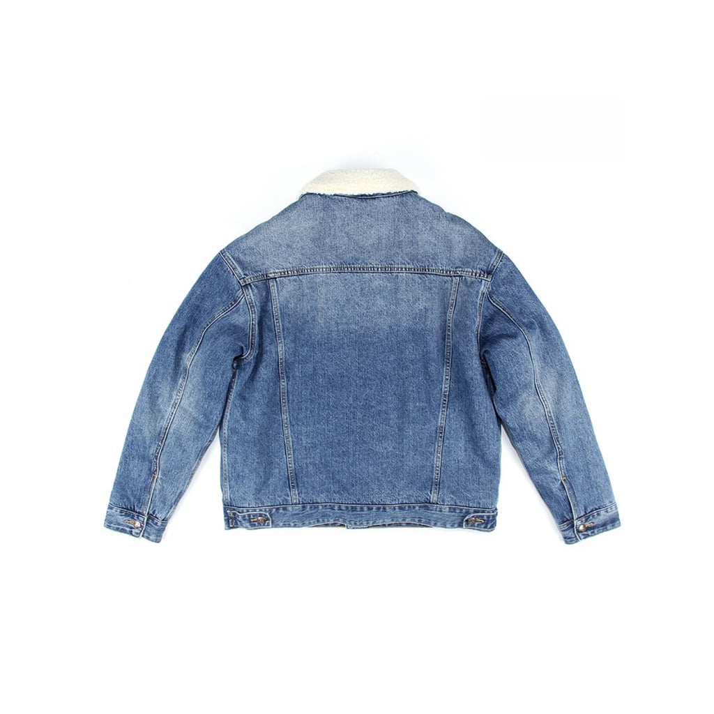 14oz Sherpa-Lined Washed Denim Jacket - Relaxed Fit