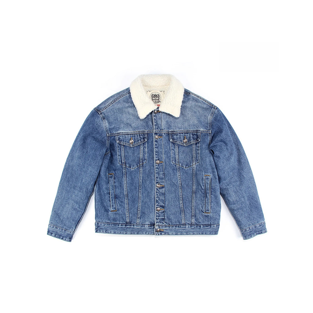 14oz Sherpa-Lined Washed Denim Jacket - Relaxed Fit