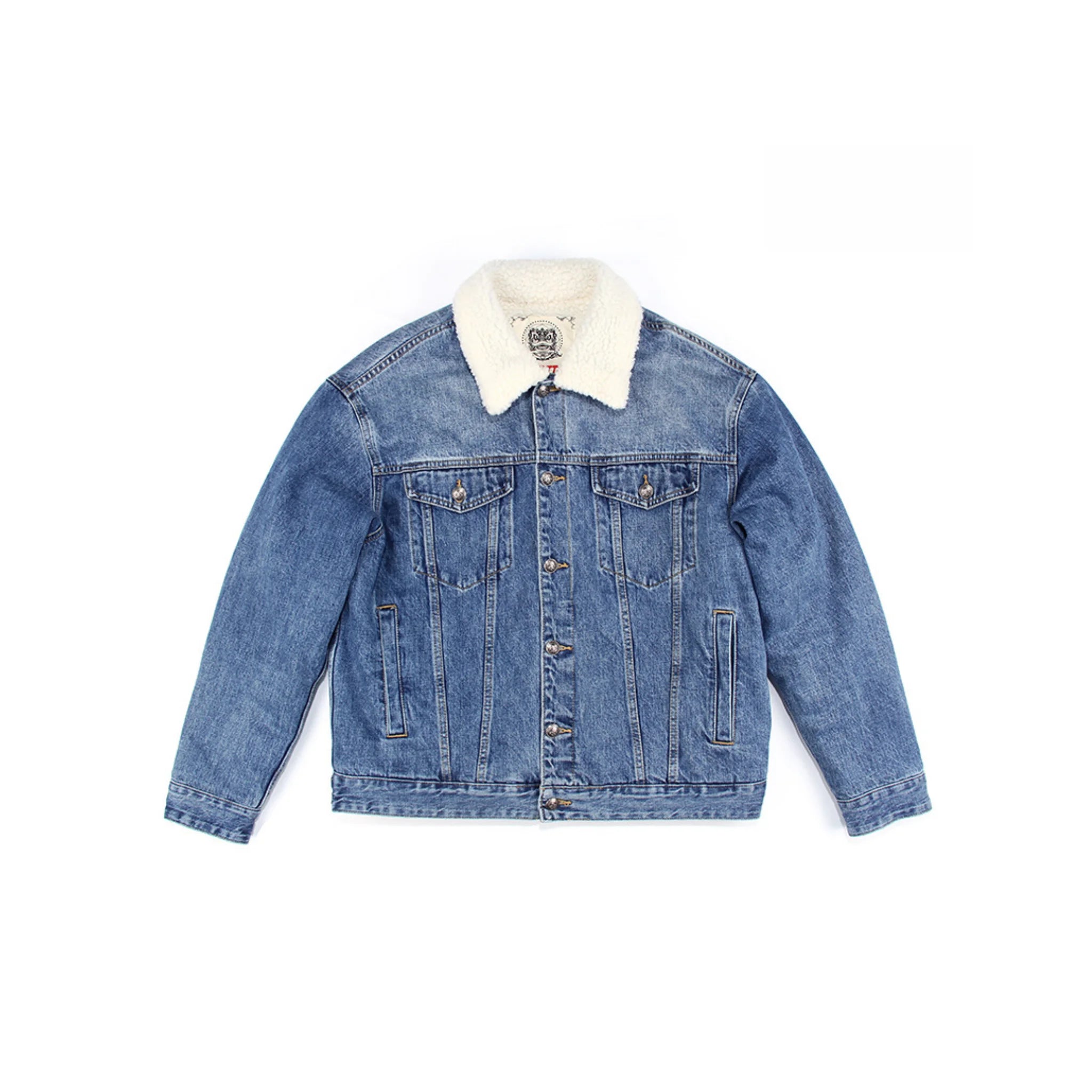 14oz Sherpa-gefütterte, gewaschene Jeansjacke – Relaxed Fit