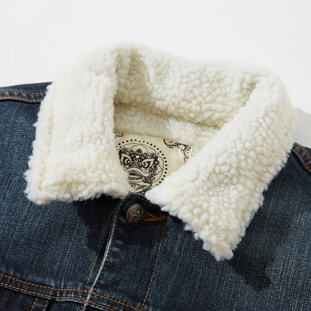 14oz Sherpa-Lined Washed Denim Jacket - Relaxed Fit