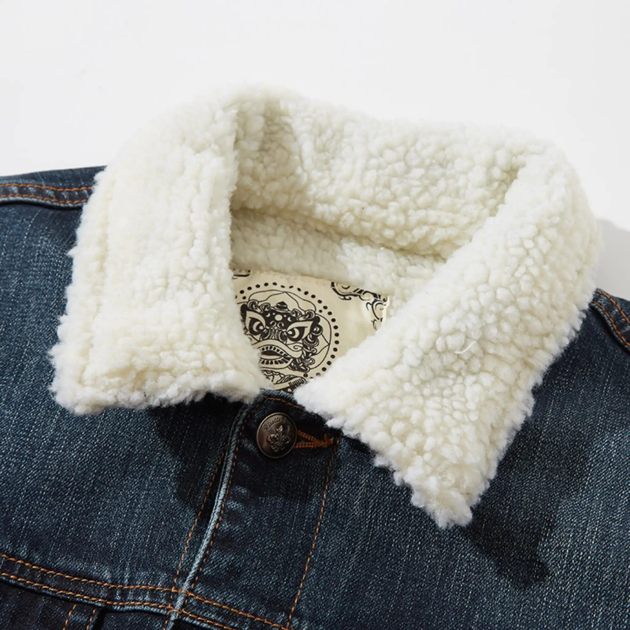 14oz Sherpa-gefütterte, gewaschene Jeansjacke – Relaxed Fit
