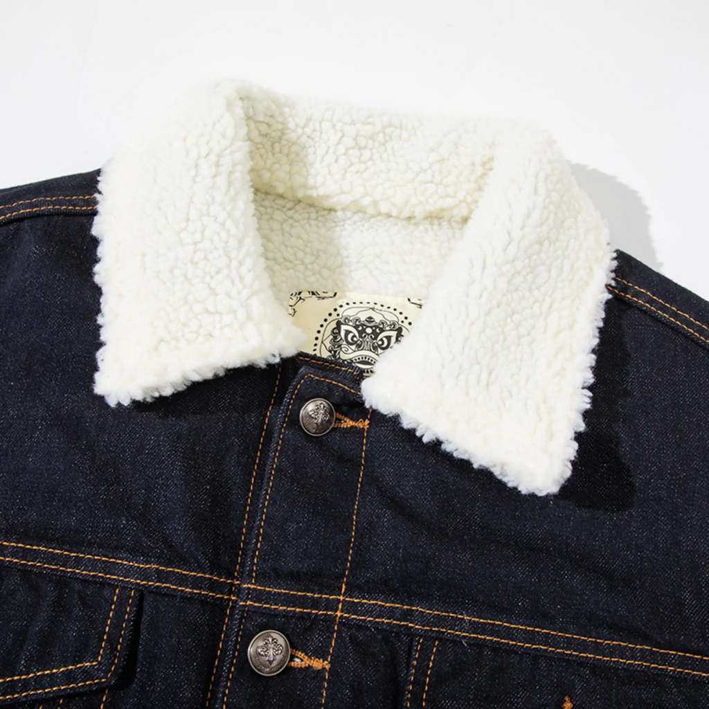 14oz Sherpa-Lined Washed Denim Jacket - Relaxed Fit