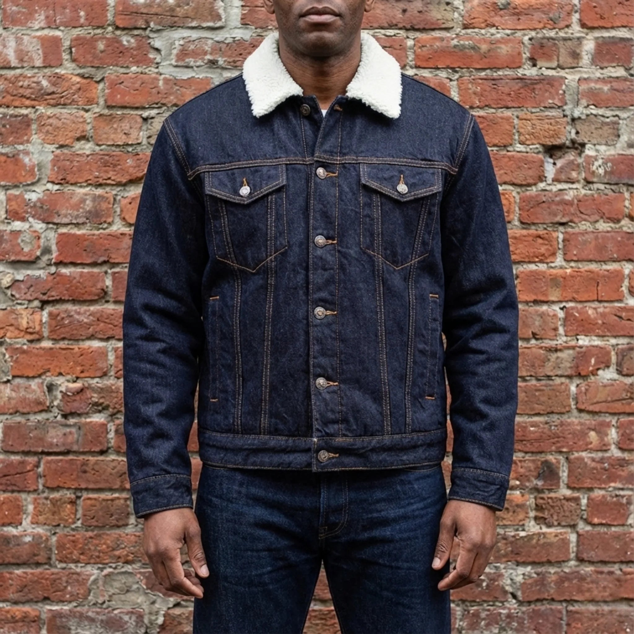 14oz Sherpa-gefütterte, gewaschene Jeansjacke – Relaxed Fit