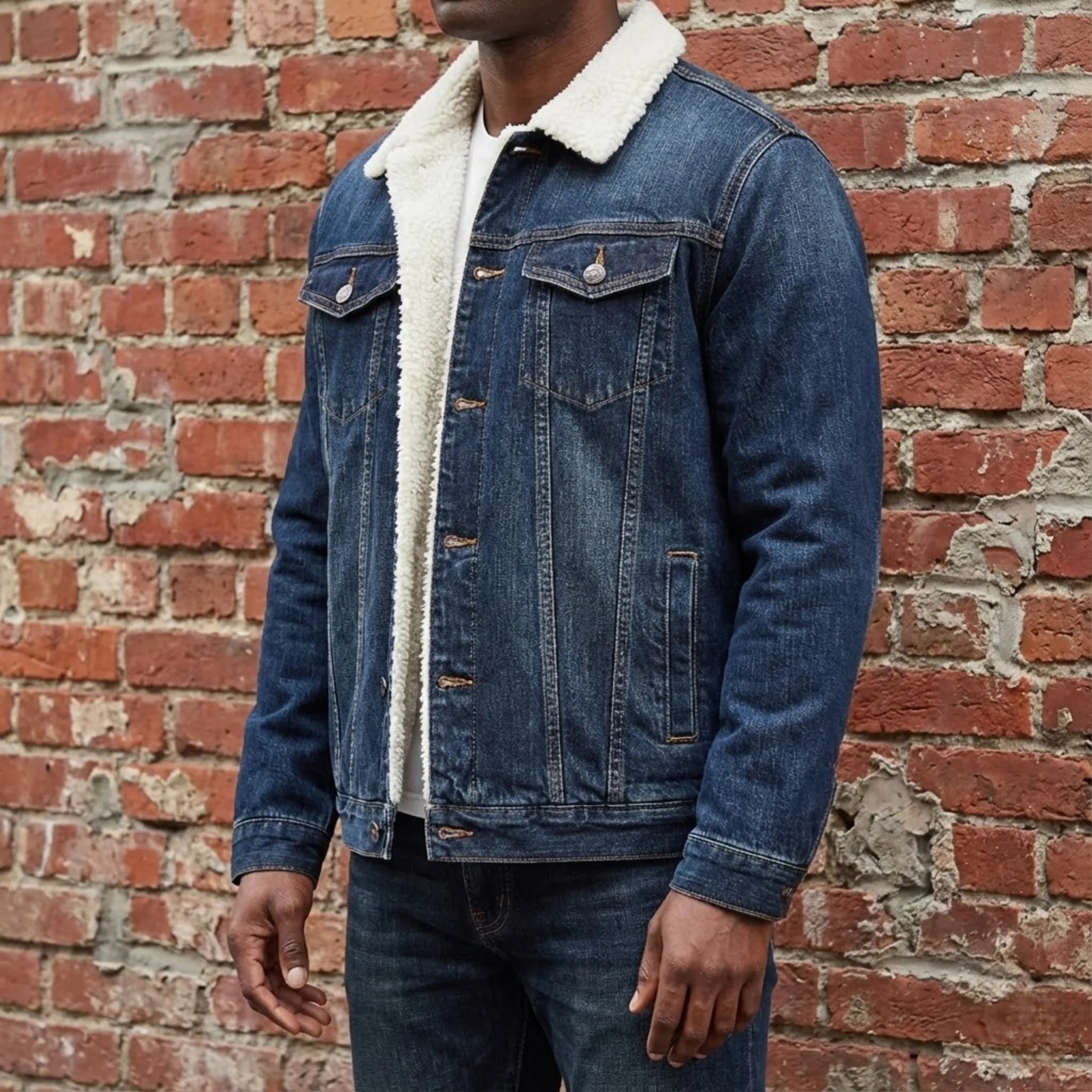 14oz Sherpa-gefütterte, gewaschene Jeansjacke – Relaxed Fit