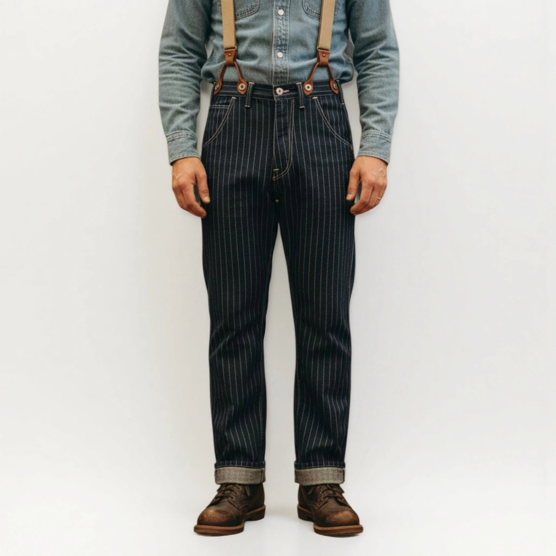 10.5oz Stripe Workwear Suspender Pants