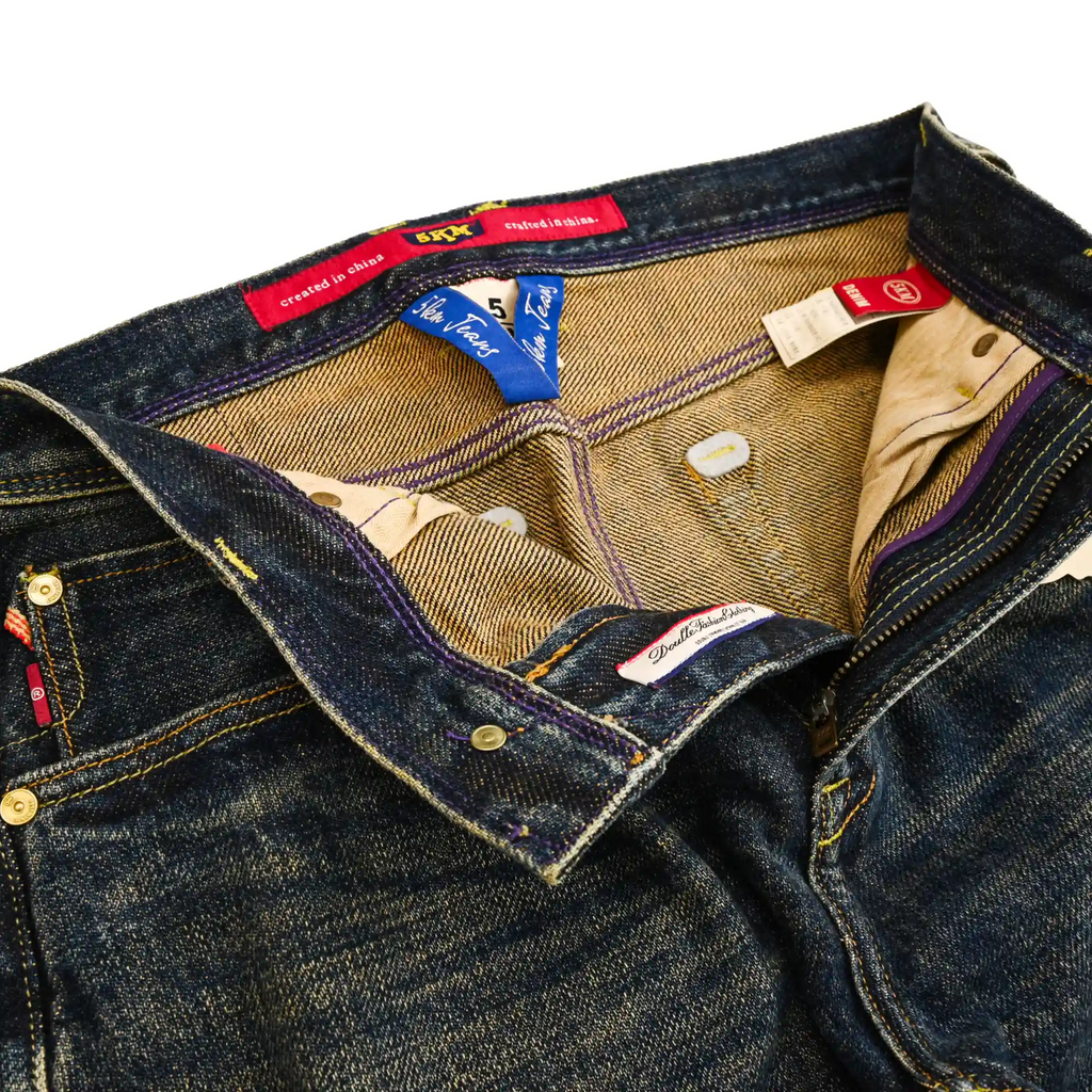 20oz Vintage Blue Selvedge Denim Jeans Straight Fit