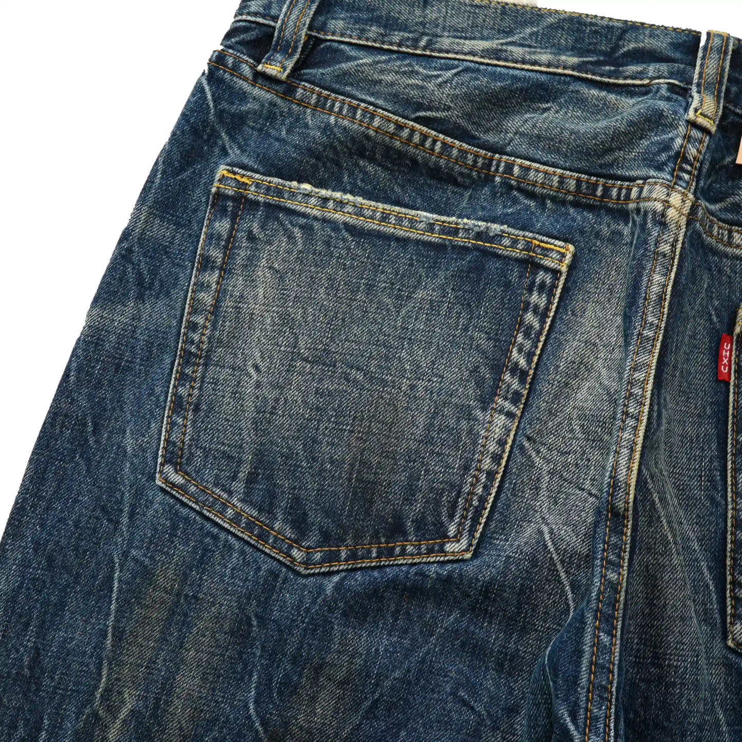 Vintage Blaue Bootcut 11oz Selvedge Jeans mit Distressed-Effekt