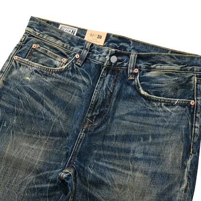 Vintage Blaue Bootcut 11oz Selvedge Jeans mit Distressed-Effekt