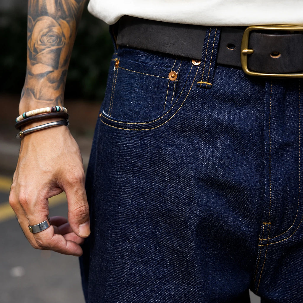 12oz WWII-Inspired Raw Selvedge Denim Jeans – High Rise Relaxed Straight Fit