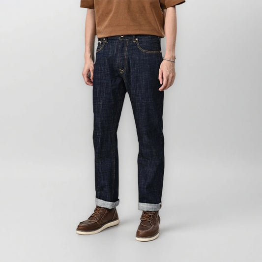 18oz Dunkelblaue Selvedge Straight Jeans mit Vintage-Waschung